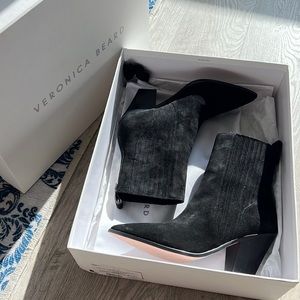Veronica Beard Sanai Point Toe Suede Boot in Black